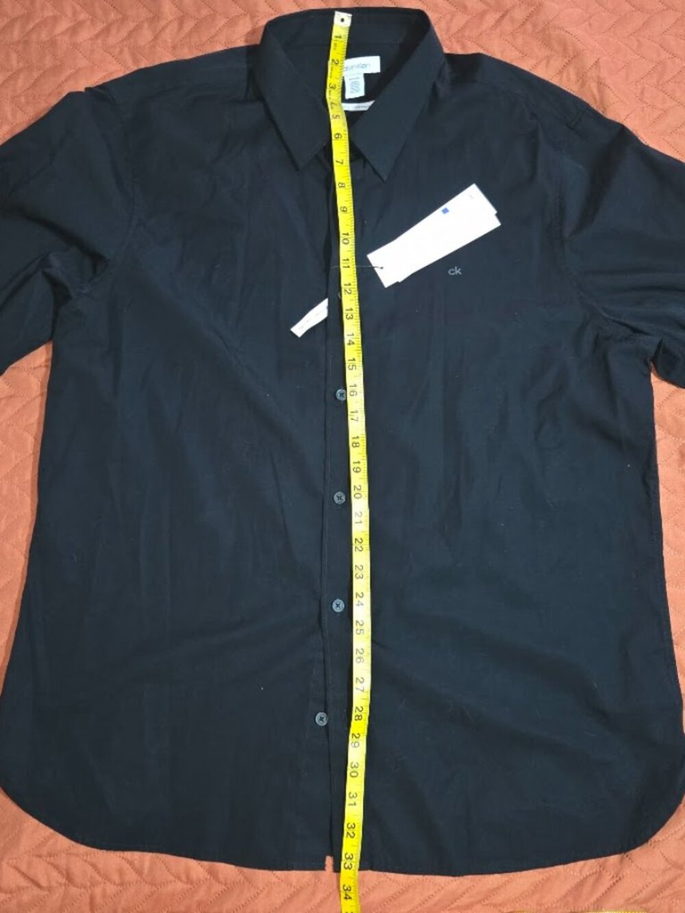 Calvin Klein Mens XL Black Cotton Cashmere Shirt Button Front CK Logo NWT